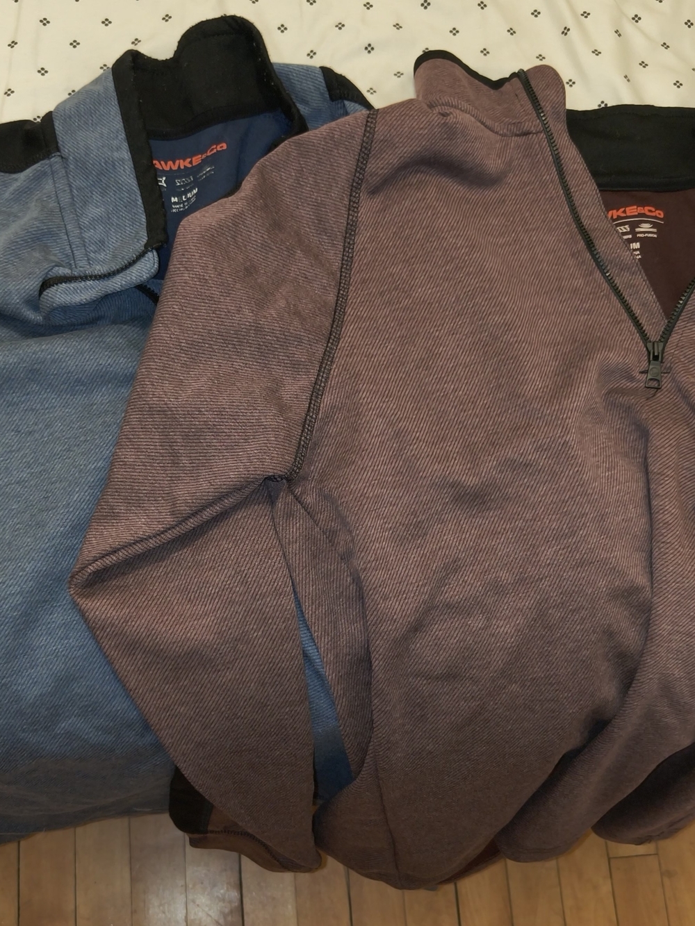 (2) Hawke & Co Men’s Maroon Blue Colors Long Sleeve Quarter-Zip Jacket - Medium